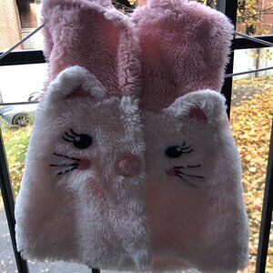 Little Lass Baby Girl Faux Fur Hooded Vest 18M Pink Kitty Face Ears Winter Warm